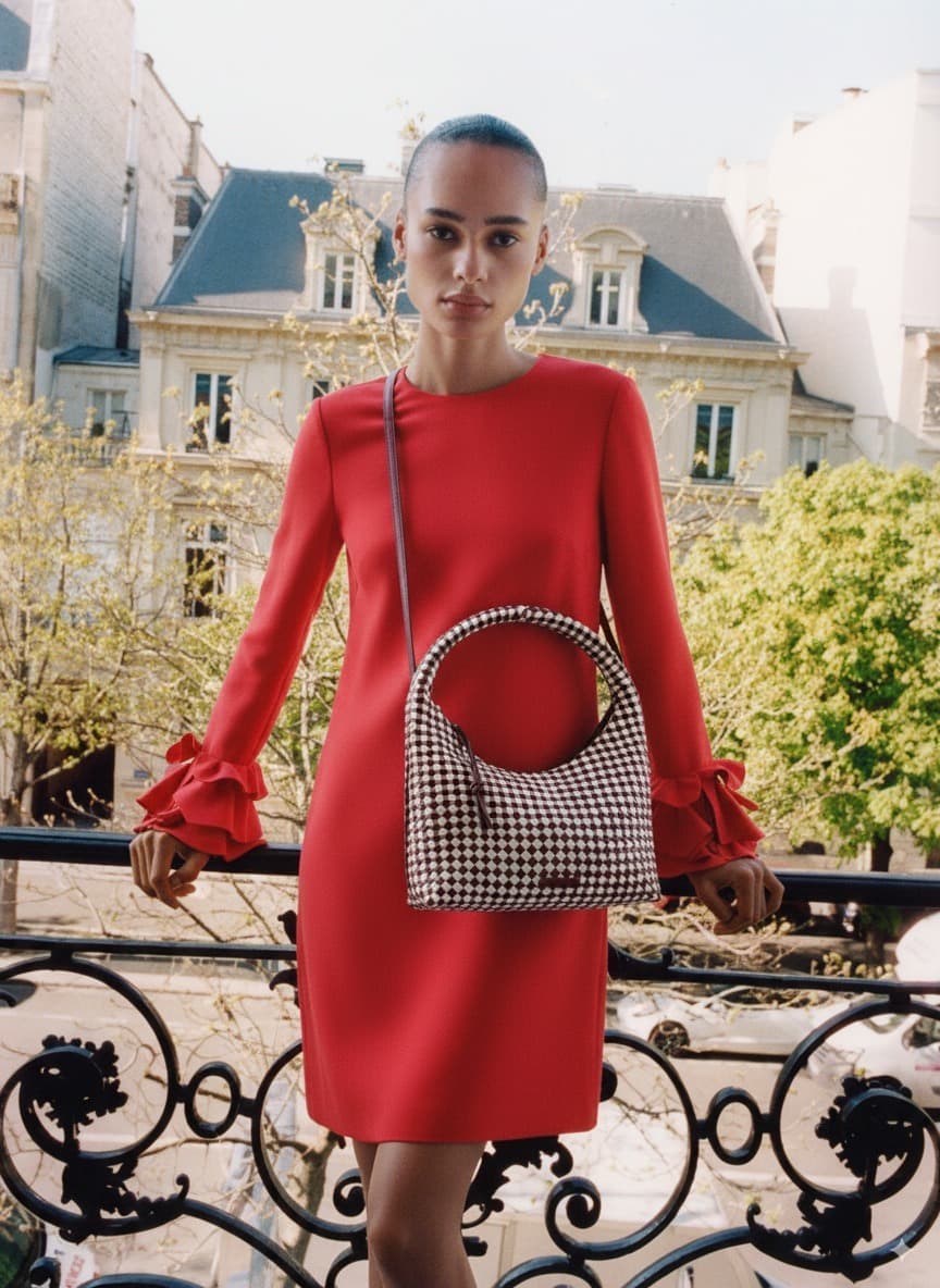 Red dress with matching bag
